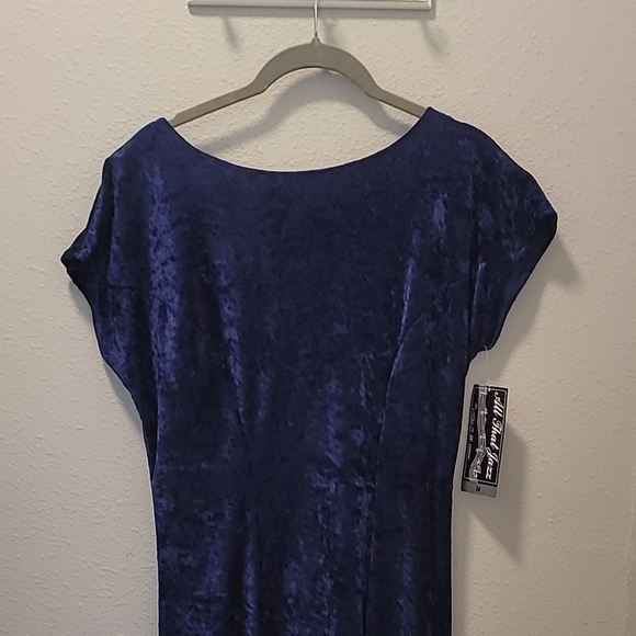 NWT Velvet Maxi Dress Size M Navy Blue Low Back Whimsigoth Deadstock Y2K 90s - Picture 5 of 13